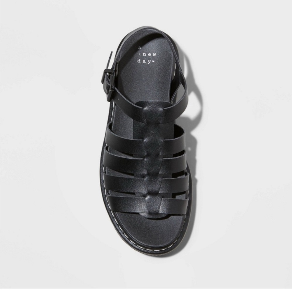 A New Day Black Strappy Sandals